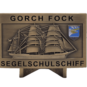 A60 Segelschulschiff GORCH FOCK - Massive Gürtelschnalle messingf. - German Navy